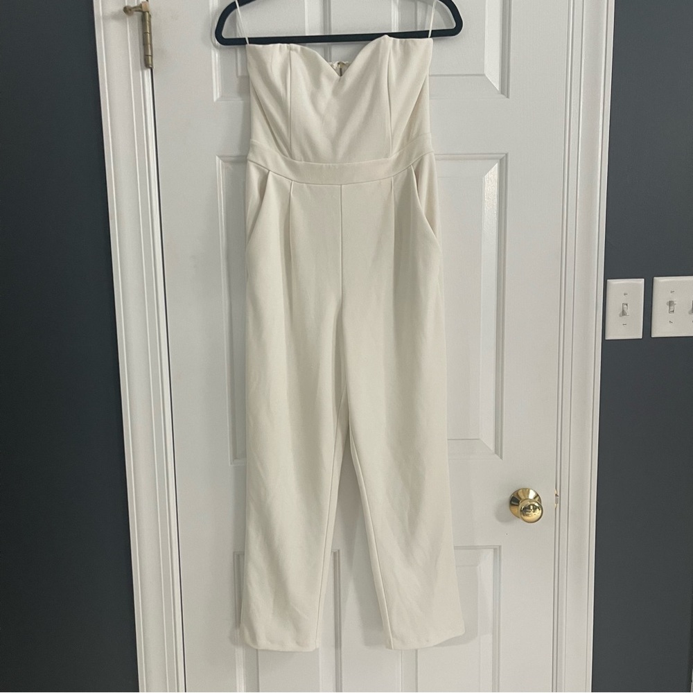Express White Strapless Jumpsuit, size 6